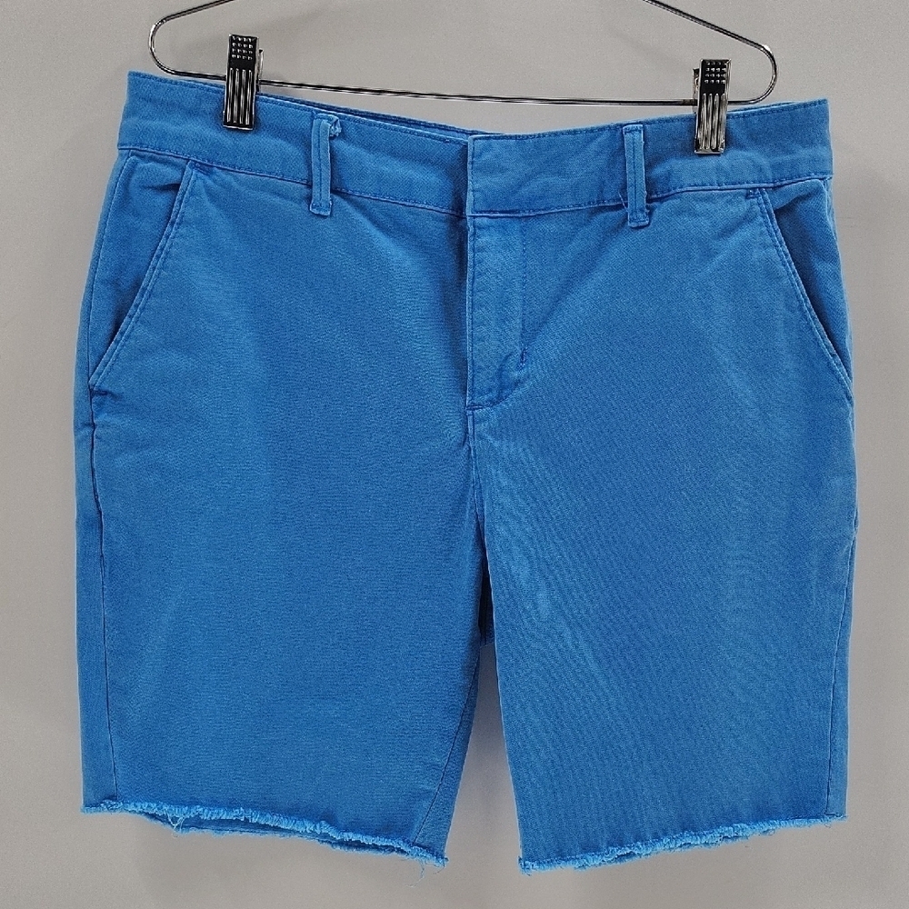 C&C California Blue Bermuda Shorts 7" Inseam Size 8 Stretch Raw Hem